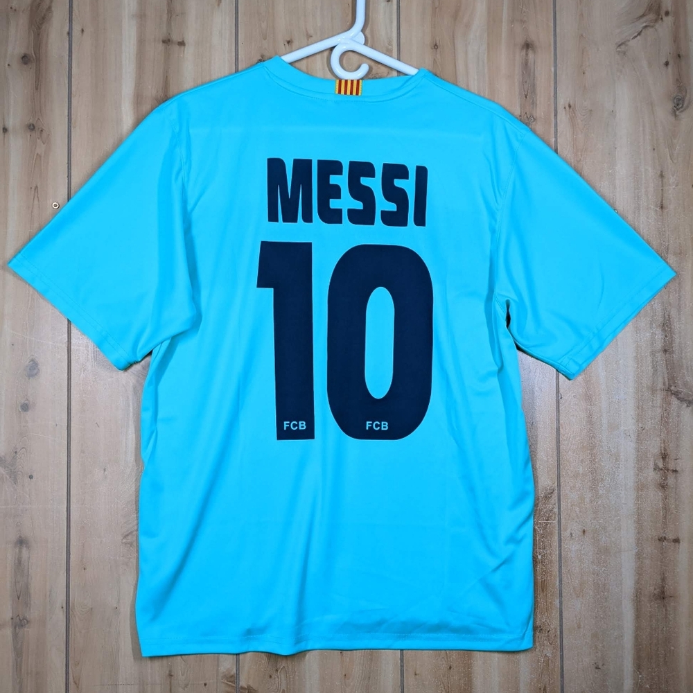 FCB Barcelona Lionel Messi #10 Soccer Jersey Sz Large UNICEF Futbol Teal